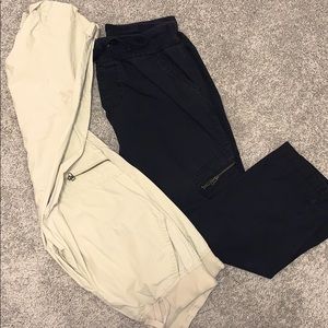 Beige and black cuffed cargo pants
